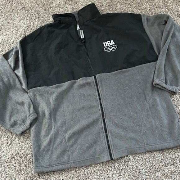 USA olympics full‎ zip team gray black sweatshirt super soft jacket size XXL - Picture 1 of 9